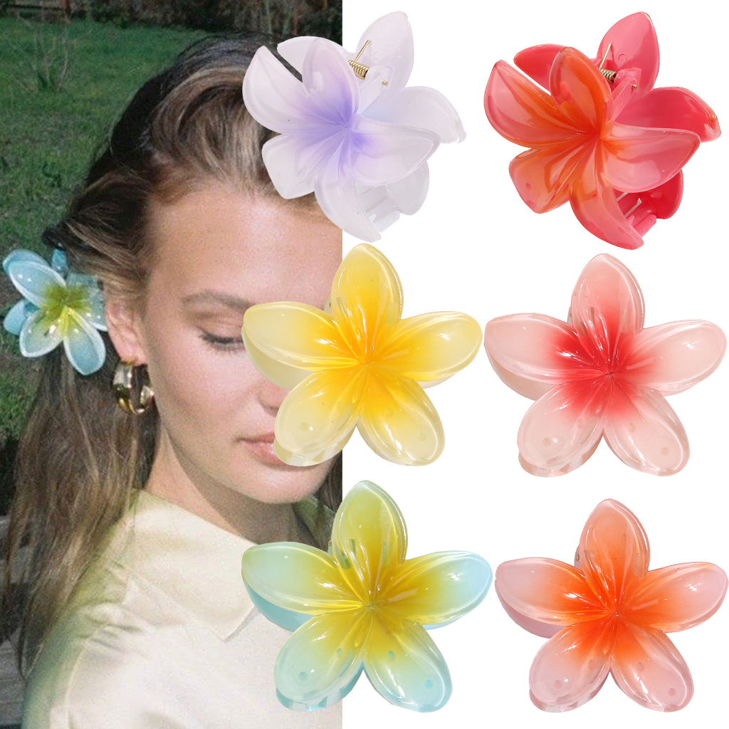 [Magpie] Color Plumeria Hairpin Flower Clip Retro Ladies Side Grab Half Grab Back of Head Shark Clip