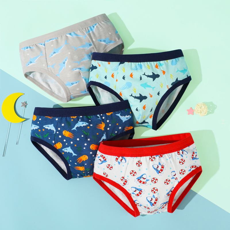 4 Pcs Soft Cotton Kids Boy Underwear Baby Panties Printed Design Children Boys Briefs