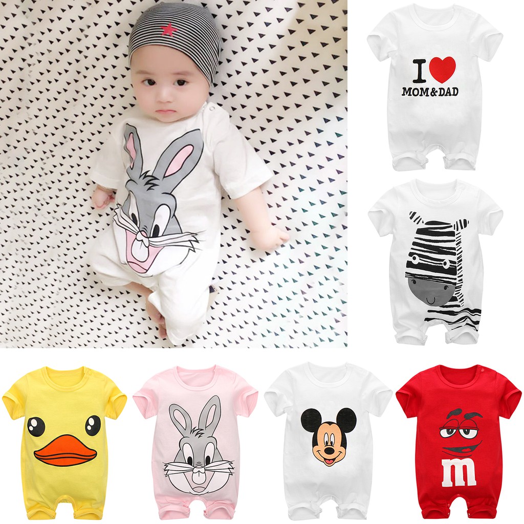 Ready Stock Baby Romper Cartoon Clothing Boy Girl Nightwear 0-24 Months
