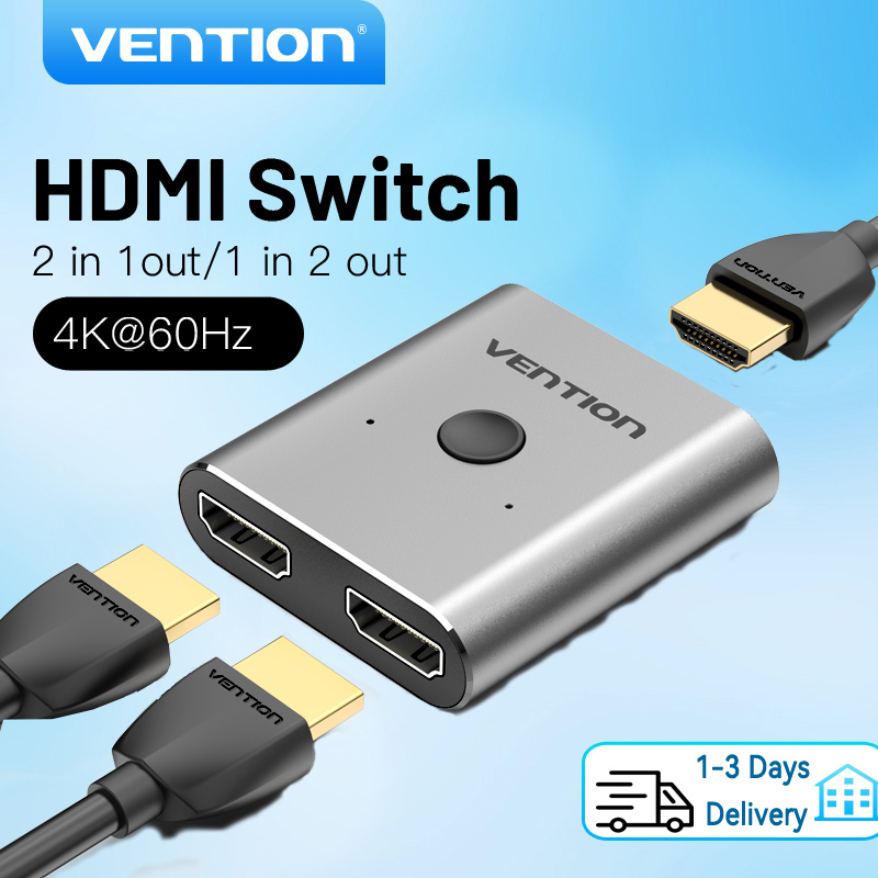 Vention HDMI Splitter 2 in 1 Bi-directional HDMI Switch 4K HDMI Adapter Converter For TV Box Laptop PS4 (With HDMI CABLE)