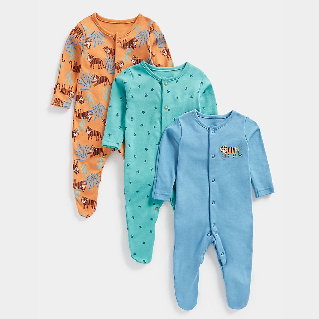 Mothercare Baby Boy Tiger Sleepsuit - 3 Pack