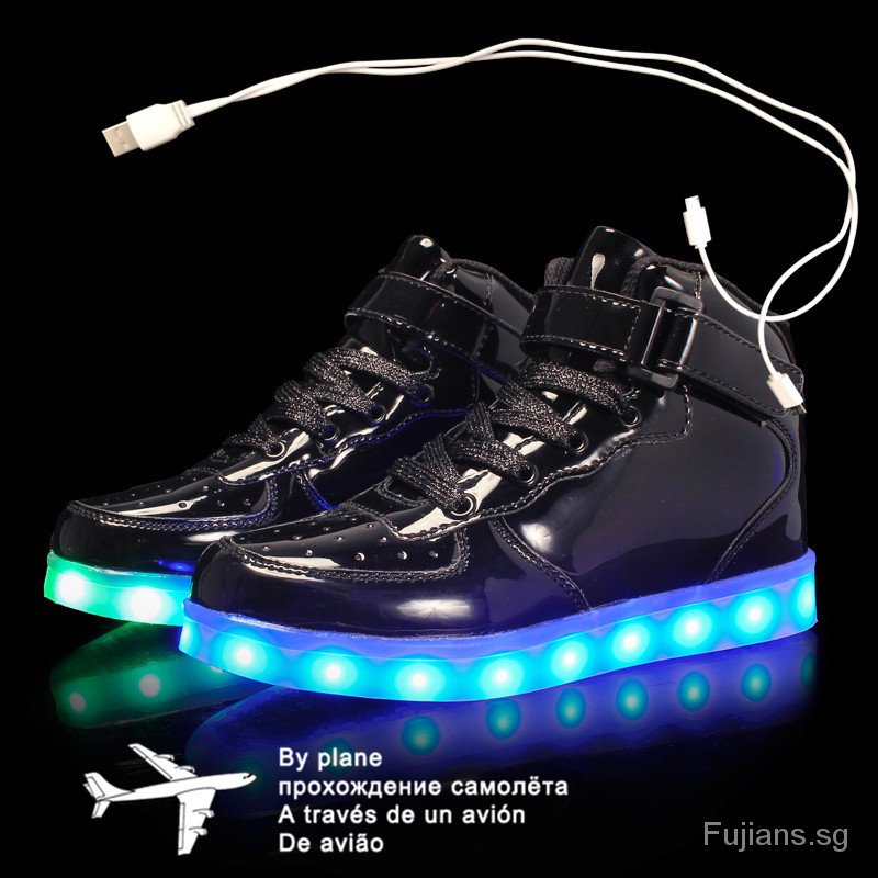 Size 25-46 Kids Led USB Recharge Glowing Shoes Children&#039;s Hook Loop Shoes Children&#039;s Glowing Sneakers Kids Led Luminous Shoes CQ01