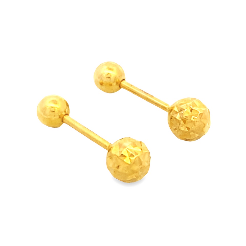 Top Cash Jewellery 916 Gold Simple Design Ball Screw Earrings