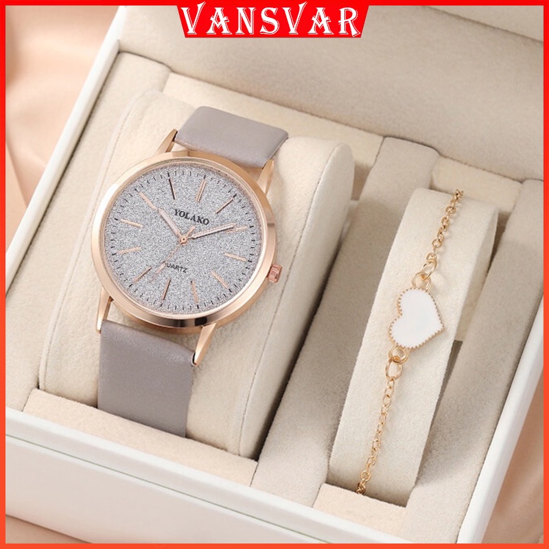 【Watch+Bracelet】Watch Bracelet Set Fashion Starry Sky Leather Strap Women Watches