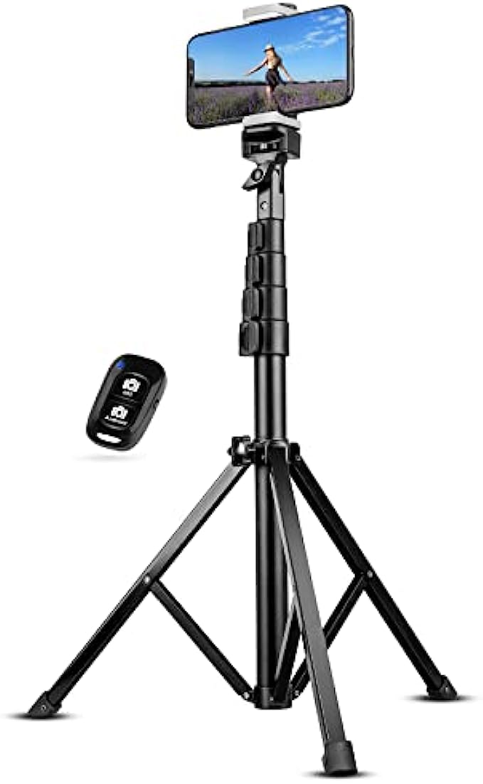 UBeesize 60&quot; Extendable Tripod Stand with Bluetooth Remote for iPhone Android Phone, Heavy Duty Aluminum, Lightweight, Load Capacity: 1 Kg
