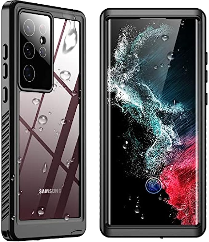 SPIDERCASE for Samsung Galaxy S22 Ultra Case, Waterproof Built-in Screen Protector Full Protection Heavy Duty Shockproof Anti-Scratched Rugged Case for Galaxy S22 Ultra 5G 6.8&#039;&#039; 2022 (Black)