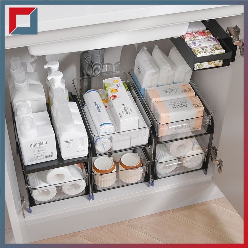 (SG STOCK)Under-sink pull-out shelf cabinet shelf kitchen spice bathroom cabinet kitchen cabinet multi-drawer storage shelf UQRN