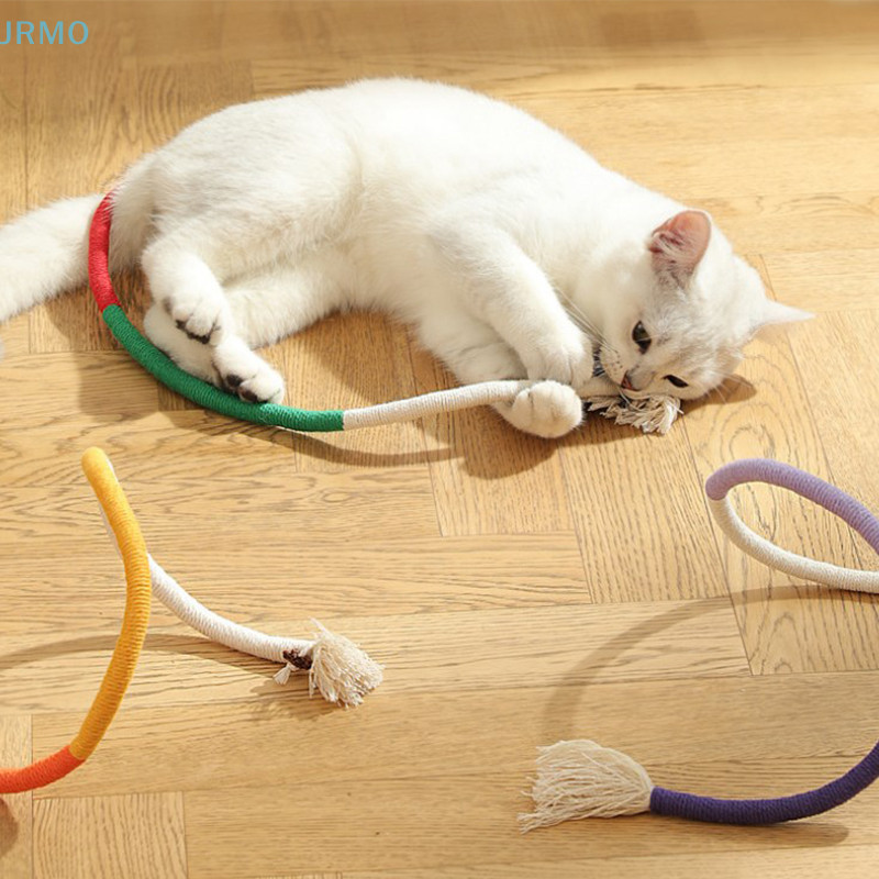 JRMO Cat String Toy Interactive Cat Scratcher Cotton Rope Toy Bite-resistant Chewing Teething Cat Toy Pet Teaser Wand String Rope HOT