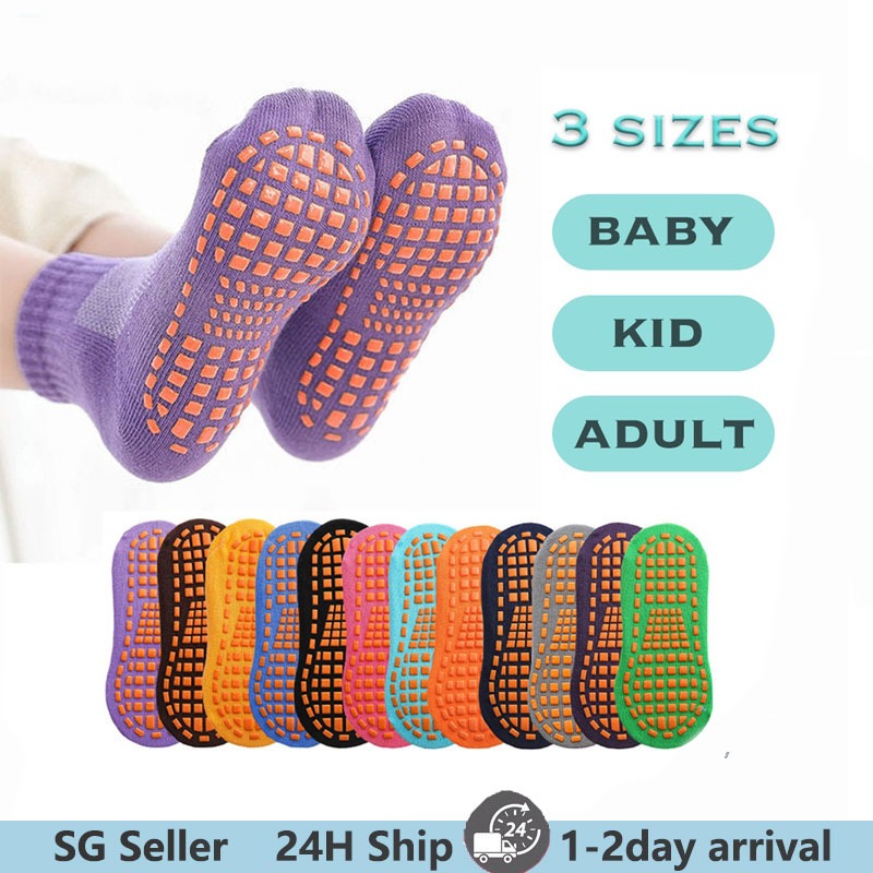 [SG Seller] Kids Adult Toddler Anti Slip Grip Sock Breathable Elastic Sports Floor Socks Baby Socks Non-Slip Yoga socks