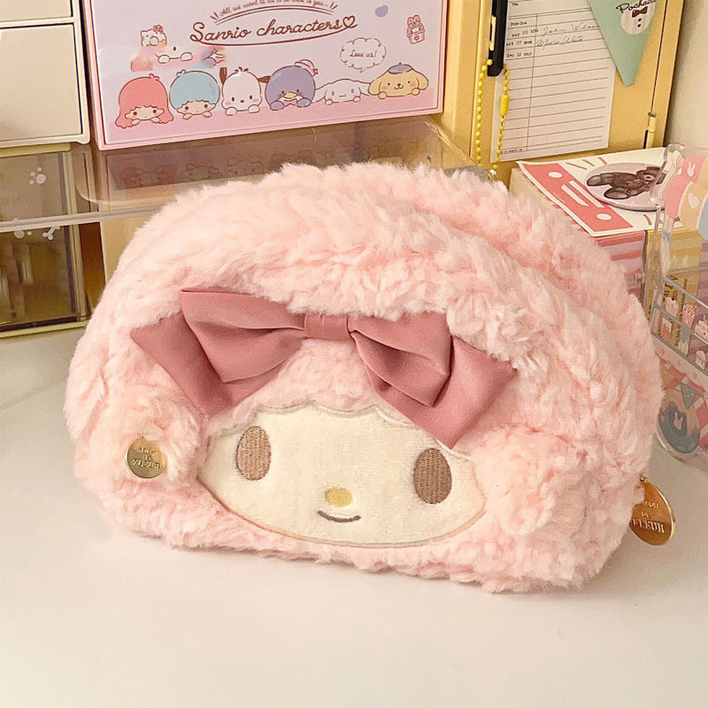 Kawaii Plush Pencil Bag Girls Cute Pencil Case Large Capacity Student Learning Back to School Supplies Storage Box Korean Stationerypencil case